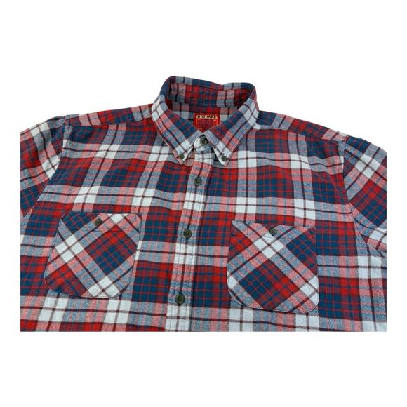 Vintage Big Mac Flannel Shirt Mens L Red Blue Plaid Outdoors Camping Barn Chore - Picture 11 of 13